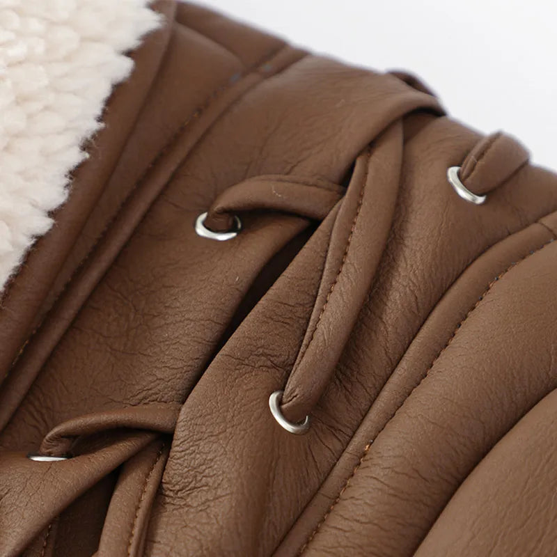 Damjacka med knytband och fuskpäls – Trendig vinterjacka för stil och komfort