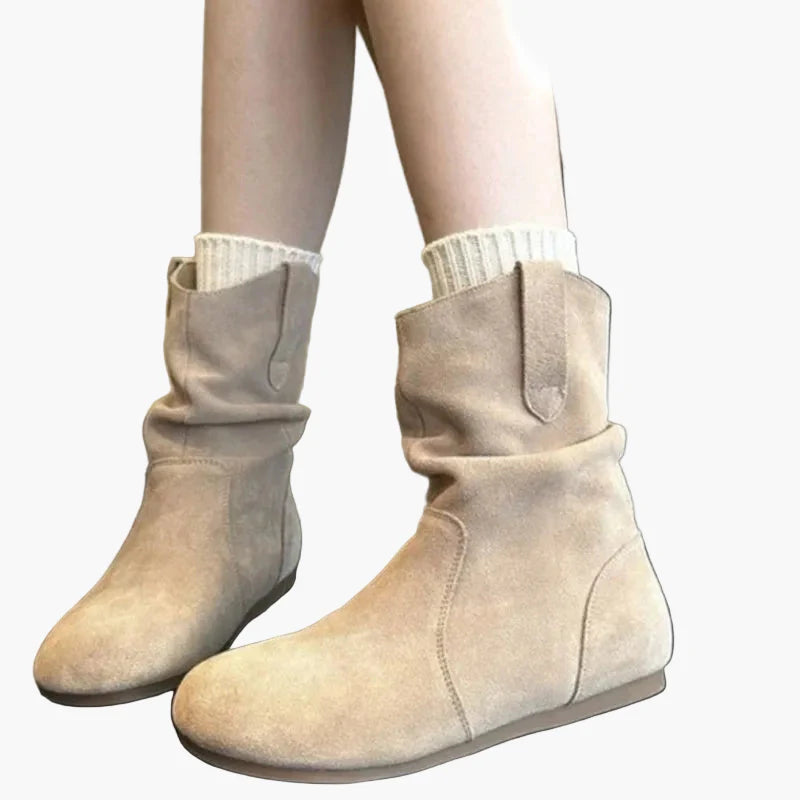 Damers slouchiga modeboots med låg klack för vardagsbruk