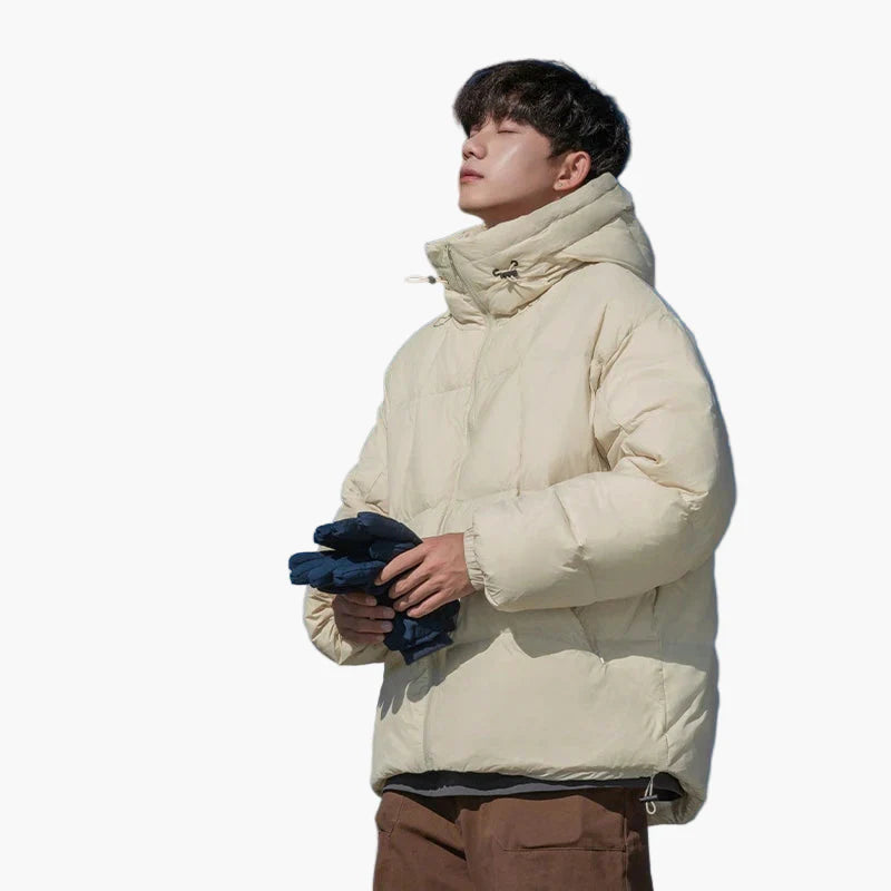 Herr Oversized Vinterjacka med Huva – Avslappnad Streetwear Stil