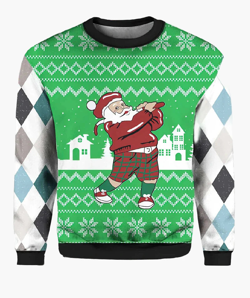 Herr Jultröja Biker Santa – Rolig och Unik Ugly Christmas Sweater för Män