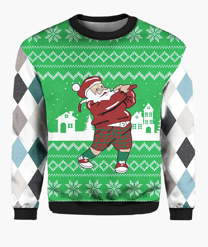 Herr Jultröja Biker Santa – Rolig och Unik Ugly Christmas Sweater för Män