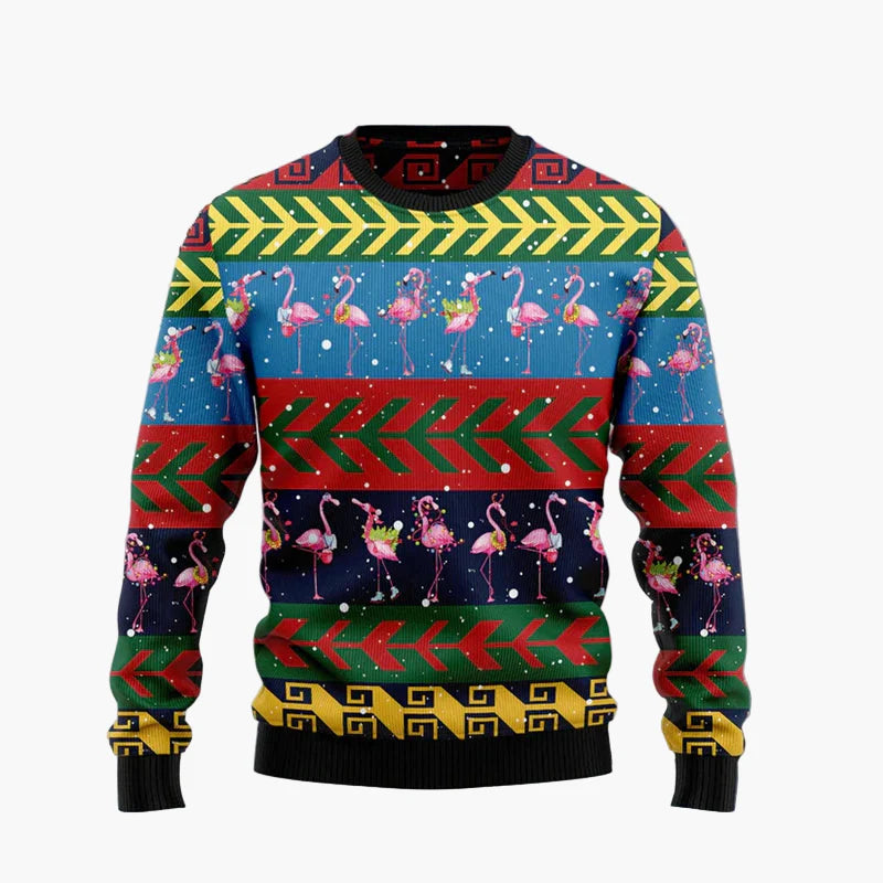 Herr & Dam Jultröja Flamingo Rolig Ugly Christmas Sweater – Perfekt för Fest och Familj