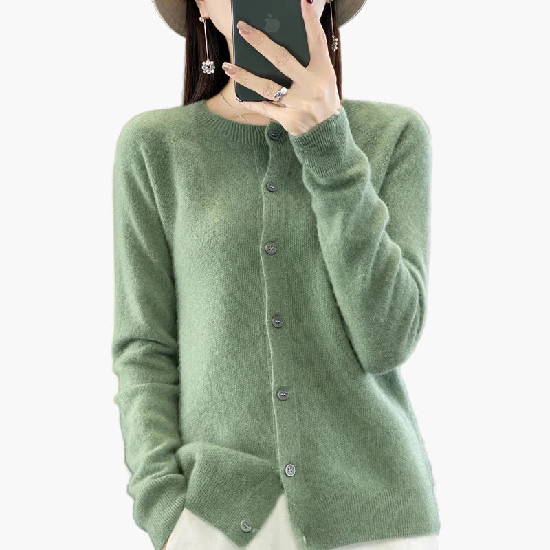 Dam Kofta Klassisk Vardagsstil – Långärmad Knapptröja Perfekt för Höst och Vinter