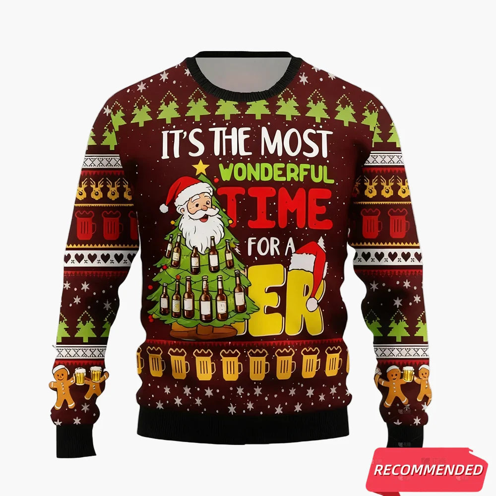 Herr Jultröja Ugly Christmas Sweater – Det är den mest underbara tiden för en öl, festlig partytröja