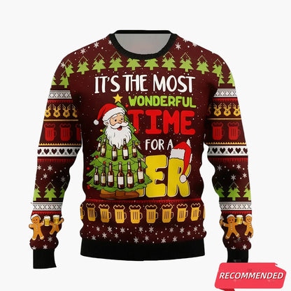 Herr Jultröja Ugly Christmas Sweater – Det är den mest underbara tiden för en öl, festlig partytröja