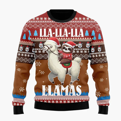 Herr Jultröja Rolig Ugly Christmas Sweater med Llama och Tomteluva – Perfekt för Julfest