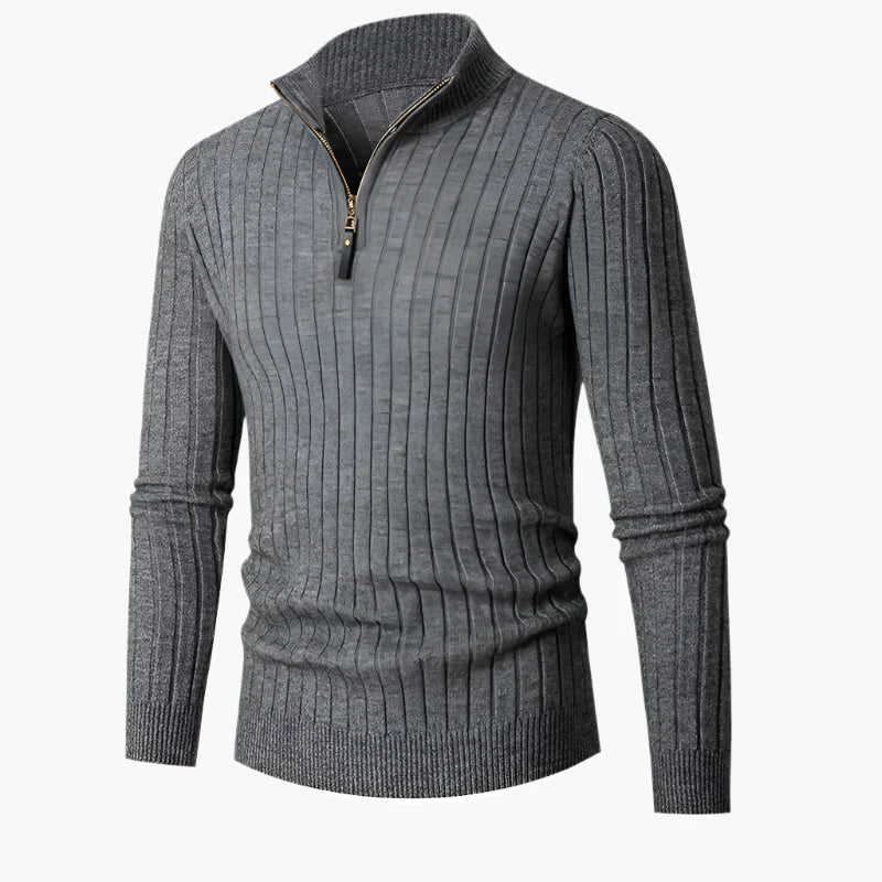 Herr Halv-Zip Stickad Tröja – Klassisk och Elegant för Vardag och Arbete