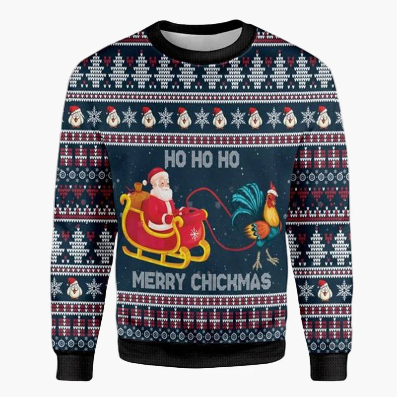 Herr Jultröja Biker Santa – Rolig och Unik Ugly Christmas Sweater för Män