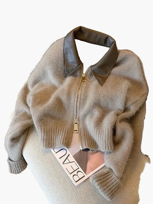 Damtröja med dragkedja och trendig krage – Modern och avslappnad stil