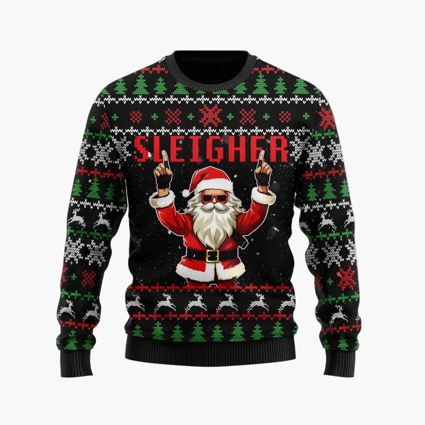 Herr Rolig Jultröja – Ugly Christmas Sweater med Santa Motiv och Text 'Ask Your Mom If I'm Real'