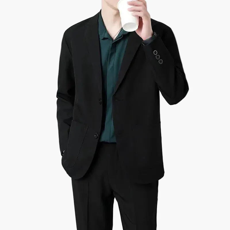 Herr Elegant Kavaj Modern Affärslook – Formell och Stilren Blazer för Män