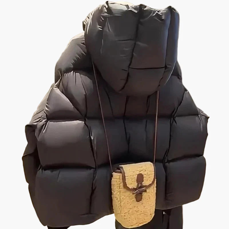 Herrarnas Vinterjacka Oversized Puffer Jacka med Huva – Trendig och Varm för Kall Vardag