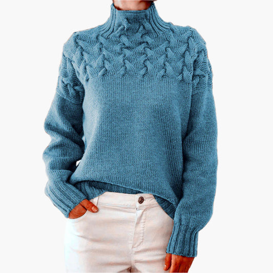 Stickad Polotröja för Dam – Elegant och Varm Lång Modell, Perfekt för Vinter och Fritid