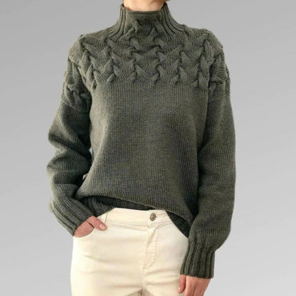 Stickad Polotröja för Dam – Elegant och Varm Lång Modell, Perfekt för Vinter och Fritid