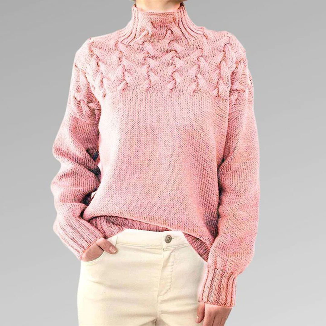 Stickad Polotröja för Dam – Elegant och Varm Lång Modell, Perfekt för Vinter och Fritid