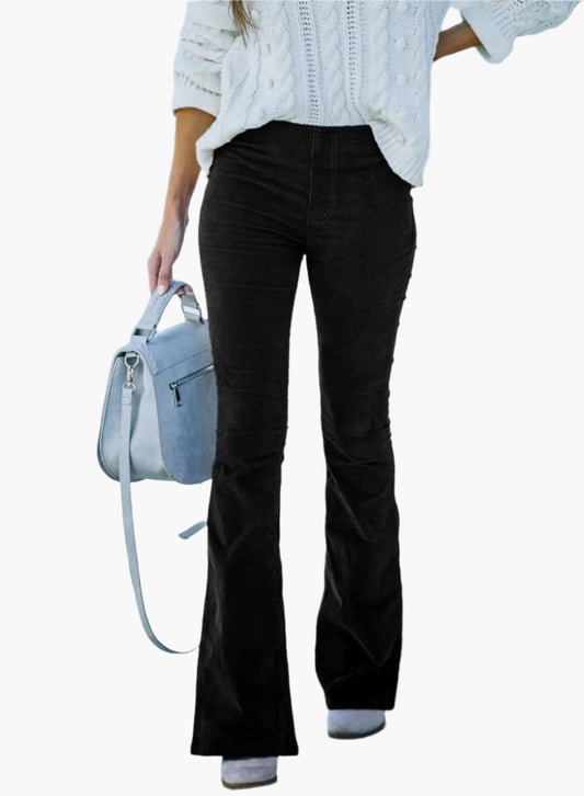 Dam Flare Byxor Trendiga Komfort High Waist Vardagsstil