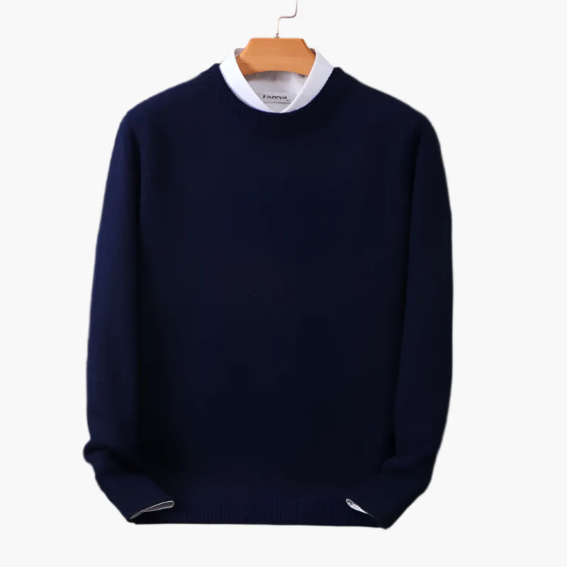 Herrtröja Klassisk Stickad Pullover med Falsk Skjortkrage – Elegant Vardagsstil
