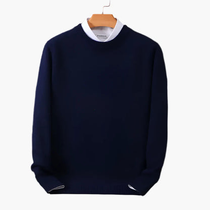Herrtröja Klassisk Stickad Pullover med Falsk Skjortkrage – Elegant Vardagsstil