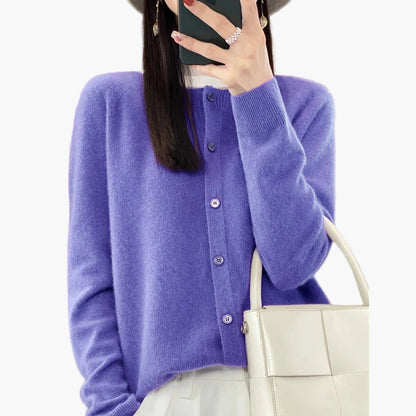 Dam Kofta Klassisk Vardagsstil – Långärmad Knapptröja Perfekt för Höst och Vinter