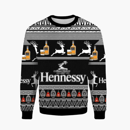 Herr Jultröja Jägermeister Ugly Christmas Sweater – Festlig Stickad Tröja för Högtider och Fester