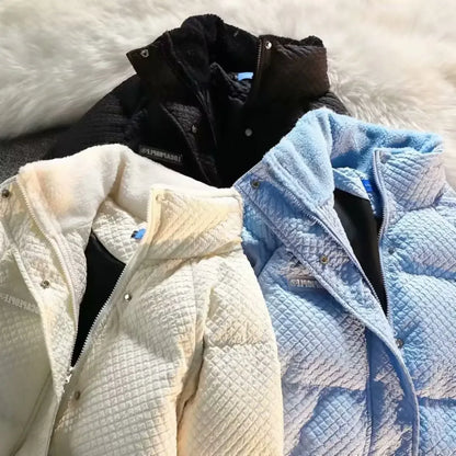 Dam Herr Vinterjacka Puffig Casual Lös Passform med Ståkrage – Trendig Vadderad Jacka för Par