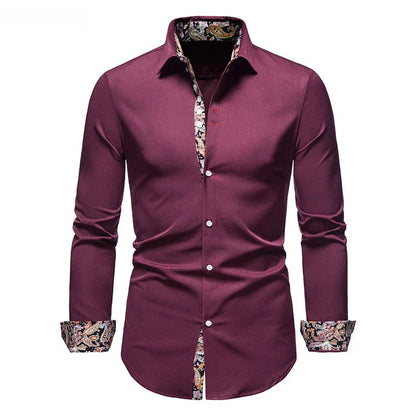 Perry – Slim Fit Paisley Print Skjorta för Män