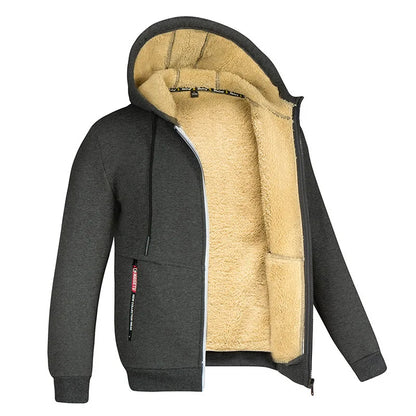Lätt fodrad hoodie herr – tunn teddyfodrad huvtröja med dragkedja för sommarkvällar