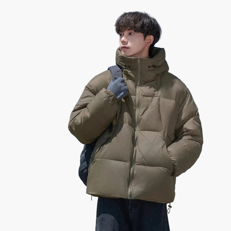 Herr Oversized Vinterjacka med Huva – Avslappnad Streetwear Stil