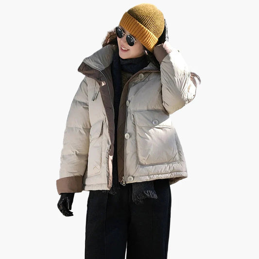 Dam Vinterjacka Kort Puffer Varm Stad & Fritidsstil