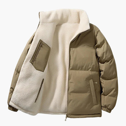 Herr Vinterjacka Lös Passform Urban Stil Varm Fleecefodrad