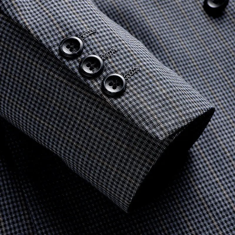 Herr Kavaj Modern Slim Fit Rutigt Mönster – Elegant Blazer för Kontor och Fest