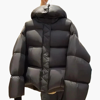 Herrarnas Vinterjacka Oversized Puffer Jacka med Huva – Trendig och Varm för Kall Vardag