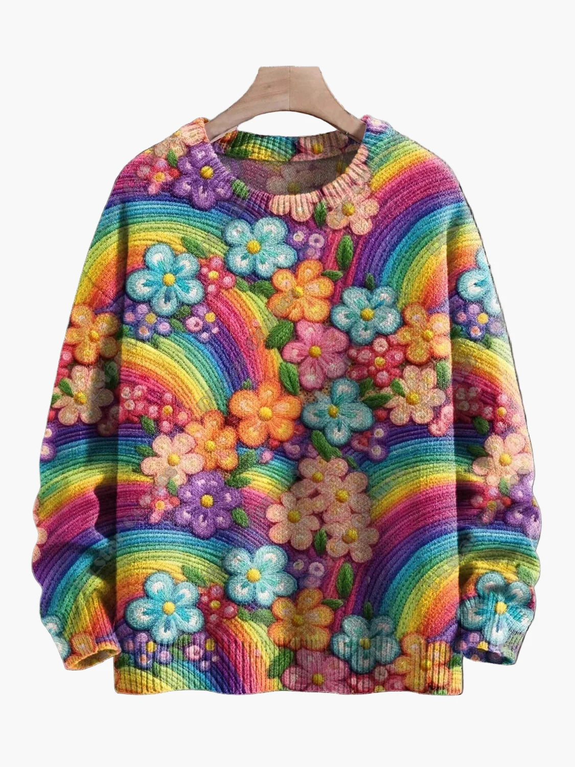 Damtröja julig mönster stickad med broderade motiv – perfekt för vinter och fest