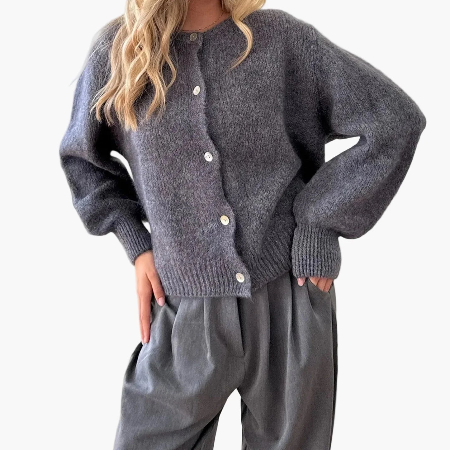 Damstickad cardigan i avslappnad stil – perfekt för vardagsbruk eller kontoret