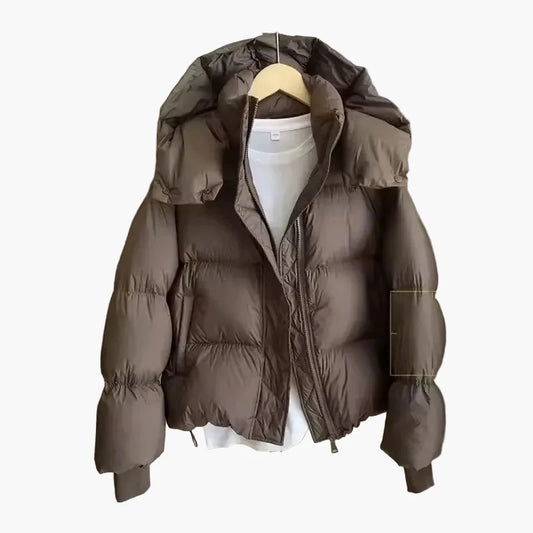 Dam Puffjacka med Huva – Varm och Trendig Vinterjacka för Vardag och Fritid