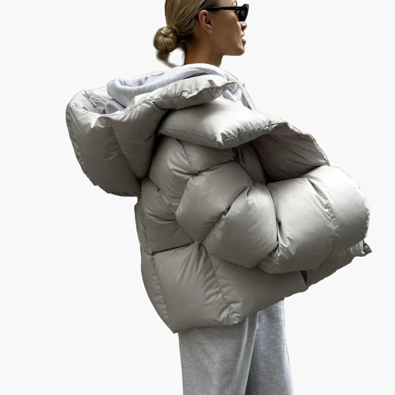 Dam Vinterjacka Oversized Vadderad Puffjacka för Vardagsbruk och Utomhusaktiviteter