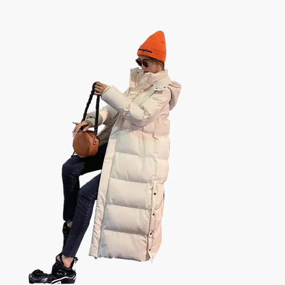 Dam Lång Vinterdunjacka – Elegant och Varm Parkas för Kallt Väder