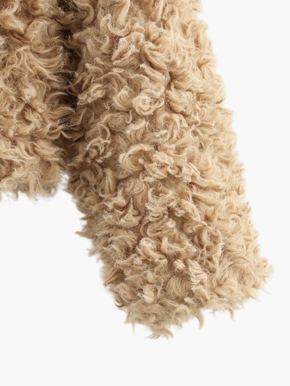 Dam Teddyjacka Kort Trendig Vinterjacka för Avslappnad Stil