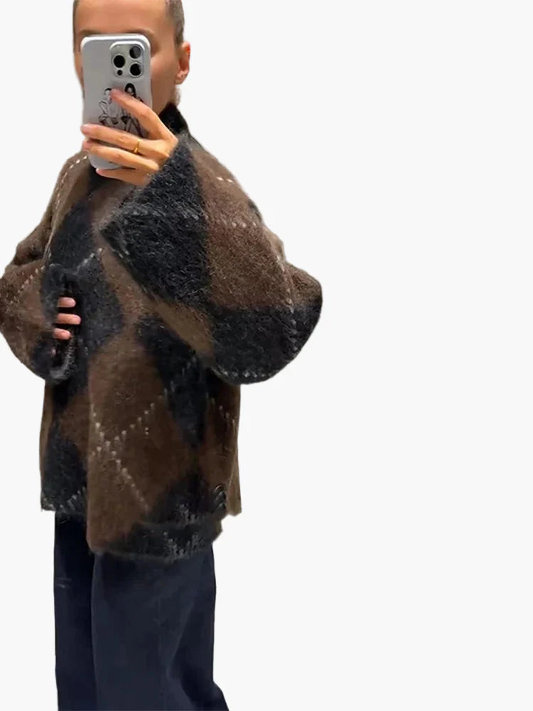 Damtröja med Oversized Rutmönster – Trendigt och Varmt för Vardagsbruk