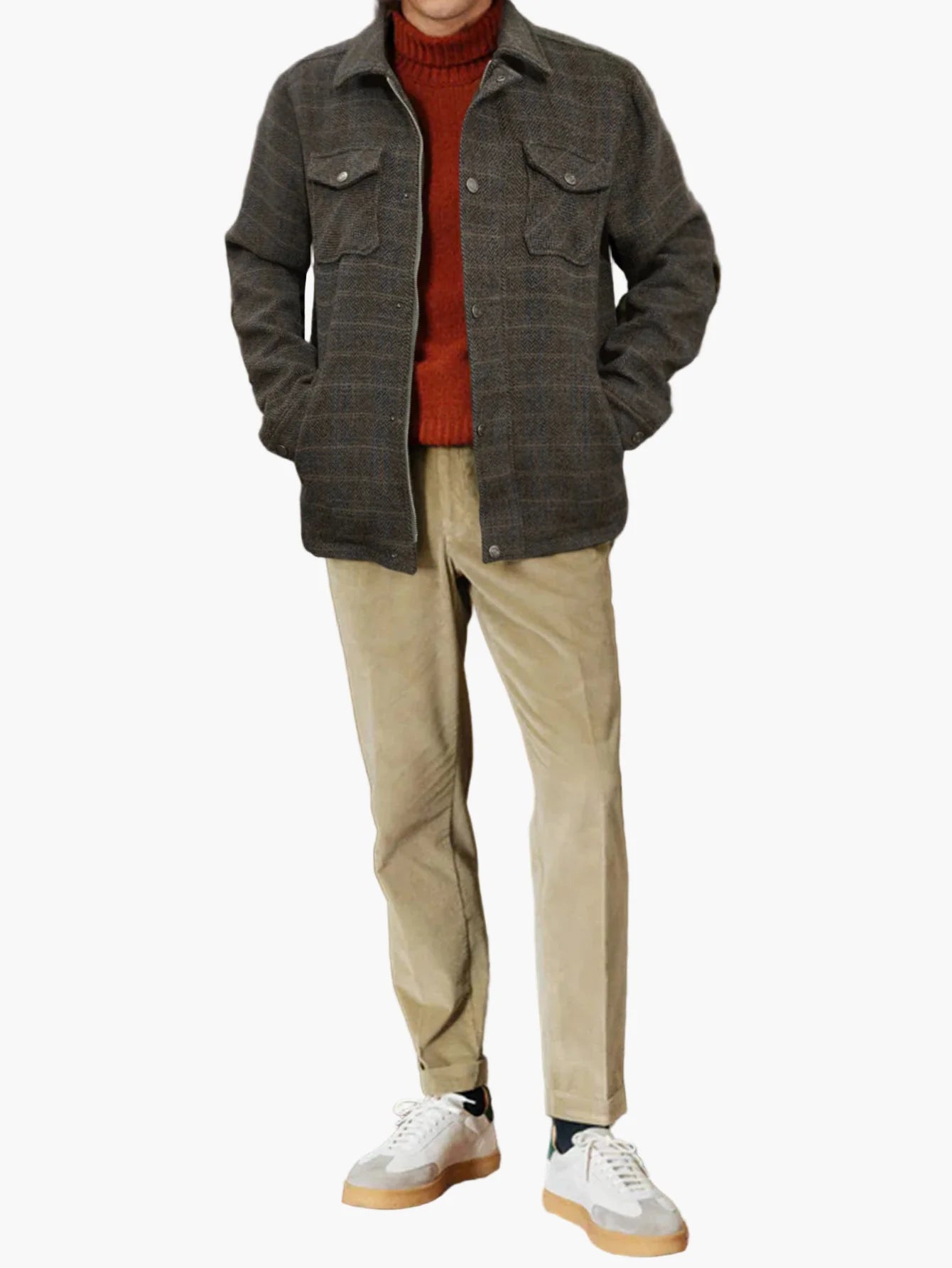 Herrjacka i klassisk rutmönstrad stil – Perfekt för vardag och utomhusbruk