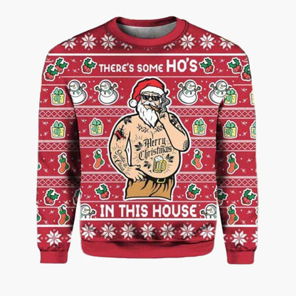 Herr Jultröja Biker Santa – Rolig och Unik Ugly Christmas Sweater för Män