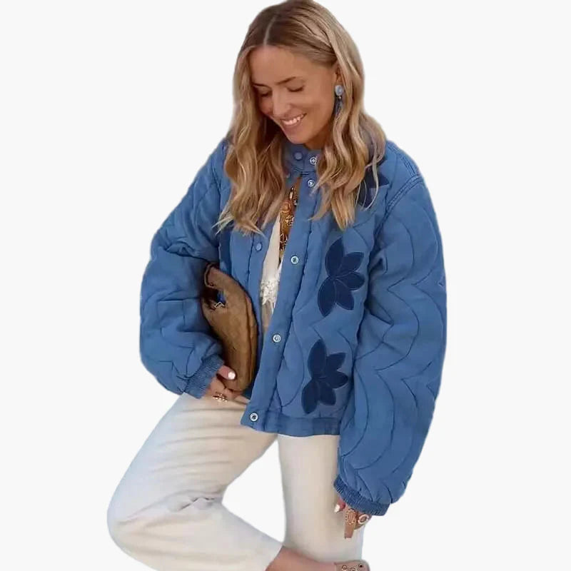 Dam Quiltad Blommig Jacka – Trendig Vårjacka för Avslappnad Stil