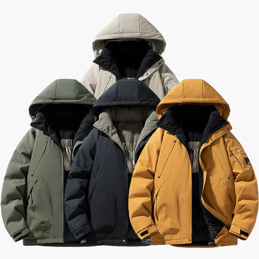 Herr vinterjacka med huva och rak passform – trendig och varm ytterjacka för vardagsbruk