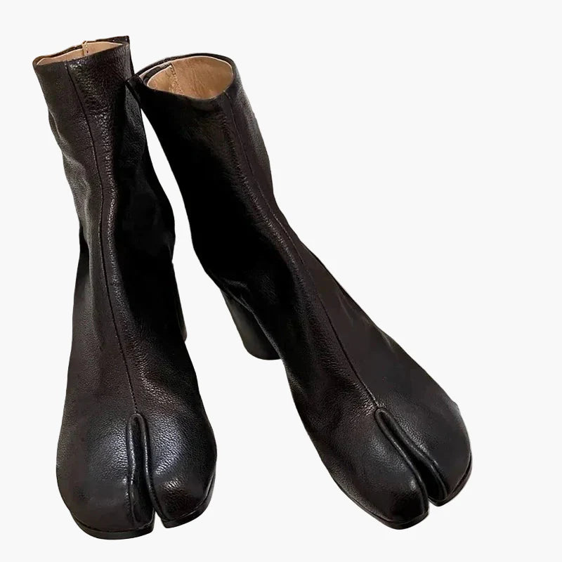 Damers trendiga höga klackstövletter med delad tå för mode och vardagsbruk