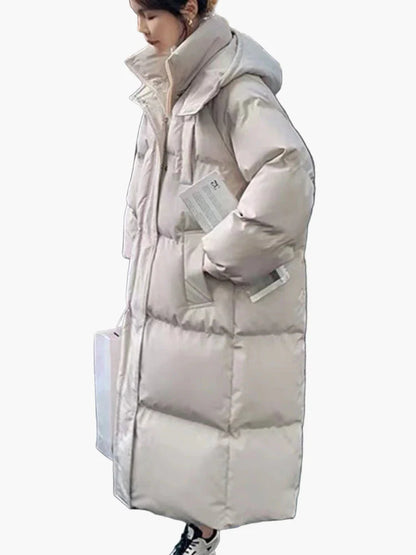 Dam Lång Pufferjacka Vinter Varm Oversized Parkas