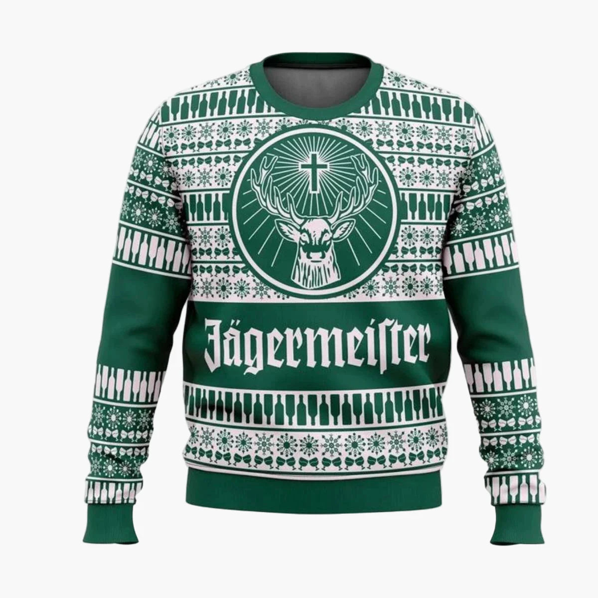 Herr Jultröja Jägermeister Ugly Christmas Sweater – Festlig Stickad Tröja för Högtider och Fester