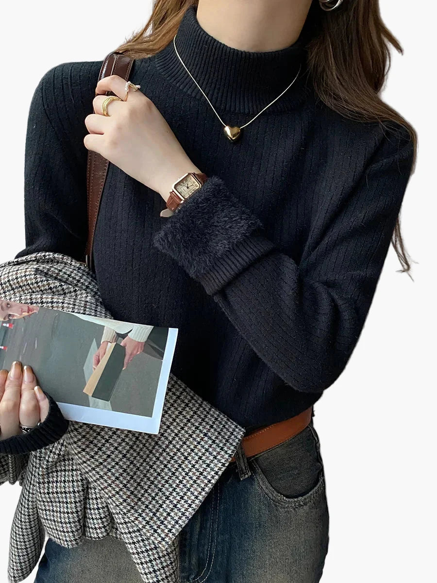 Dam Tröja Polokrage Elegant Vardagsstil Stickad Pullover