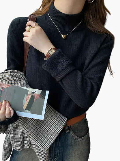 Dam Tröja Polokrage Elegant Vardagsstil Stickad Pullover