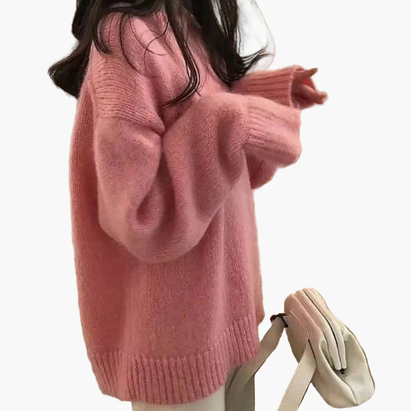 Damtröja – Oversized Pullover för Vinter, Avslappnad Stil, Vardag och Fritid