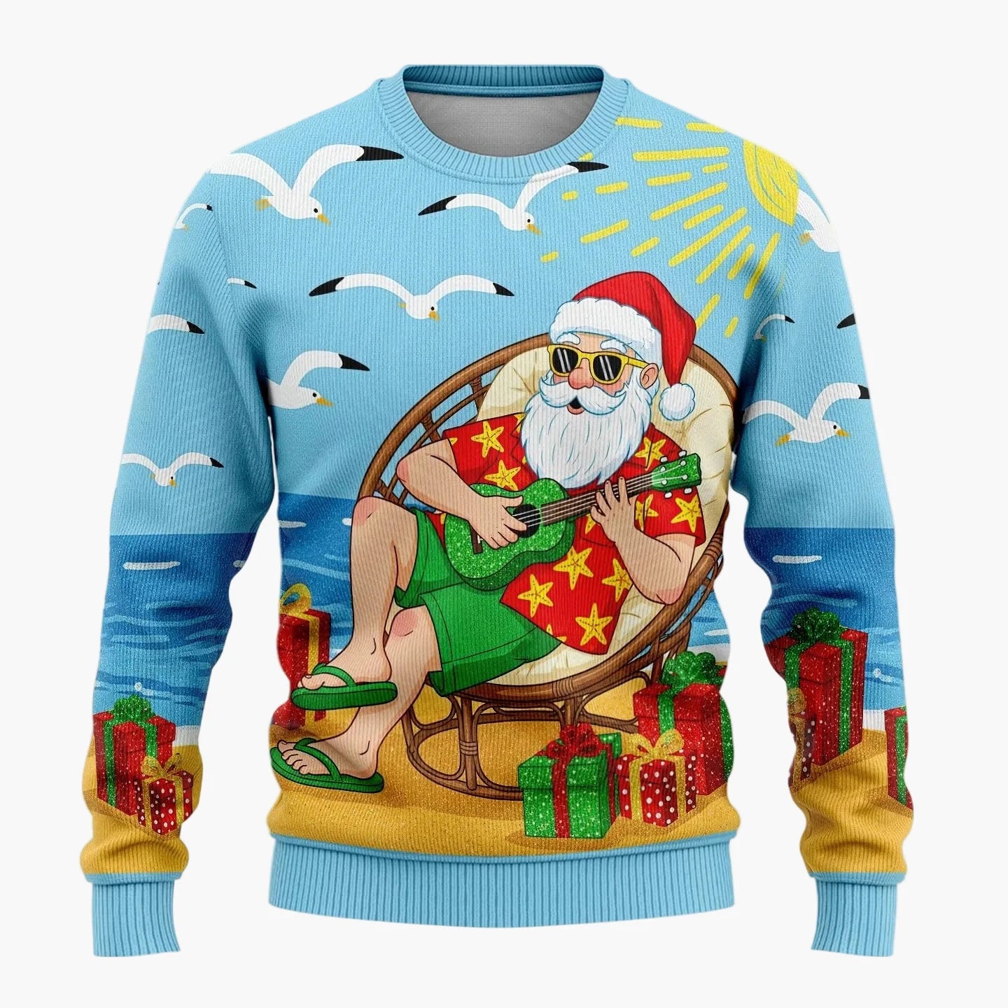 Herr Rolig Jultröja med Skämtsam Tomte och Julgran – Perfekt för Julfester och Ugly Christmas Sweater-tävlingar